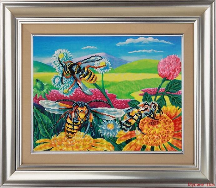 Алмазная мозаика "Пчелы и клевер"