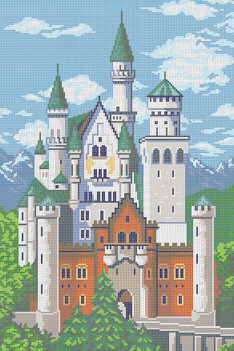 Ткань с рисунком "Замок Нойшванштайн"