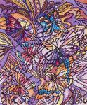 Канва с рисунком "Витраж с бабочками"
