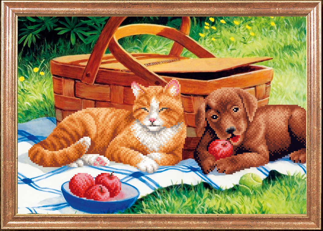 Ткань с рисунком "Дружба на пикнике"