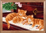Ткань с рисунком "Котята и пианино"