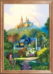 Ткань с рисунком "Радуга и замок"