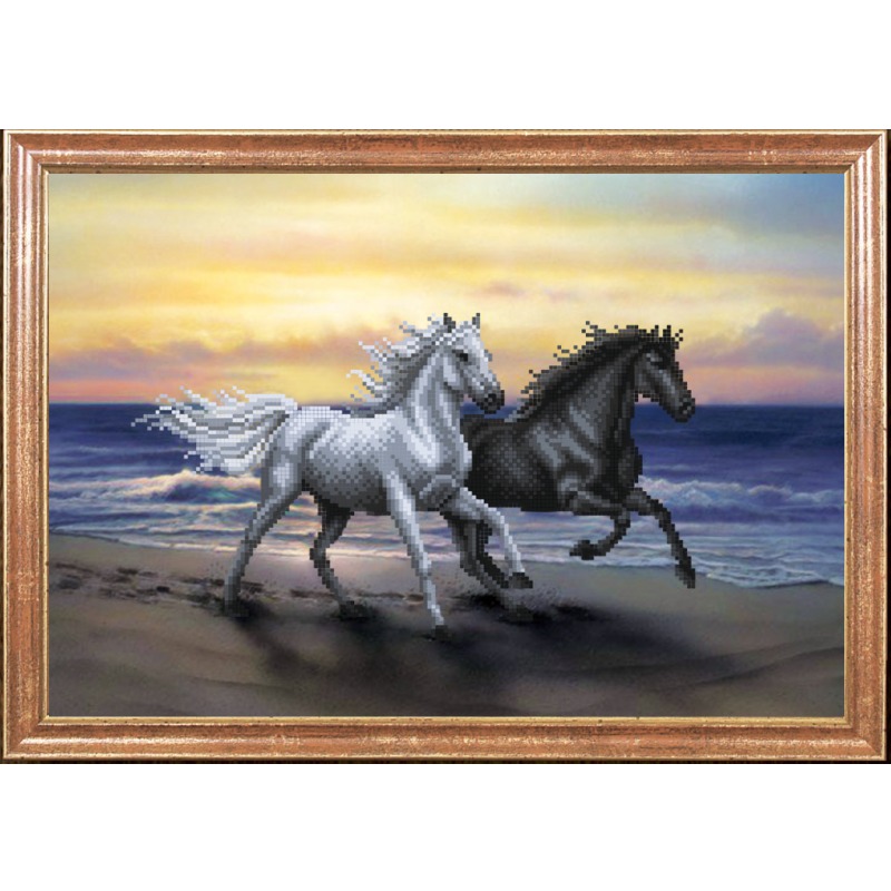 Ткань с рисунком "Кони на закате"