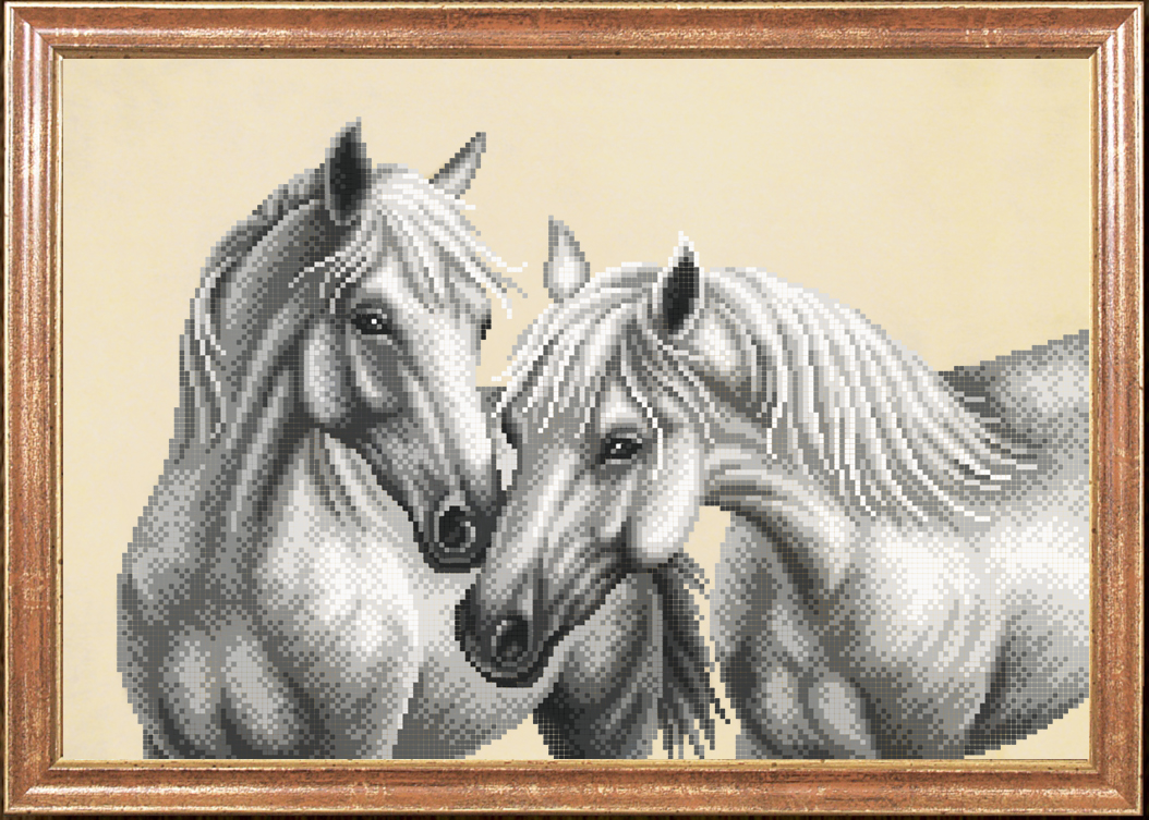 Ткань с рисунком "Белые лошади"