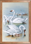 Ткань с рисунком "Лебеди на отливе"