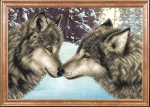 Ткань с рисунком "Пара волков"