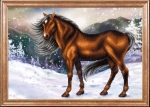 Ткань с рисунком "Конь на снегу"