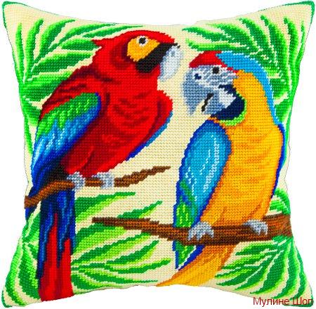 Набор для вышивания Подушка "Пара попугаев"