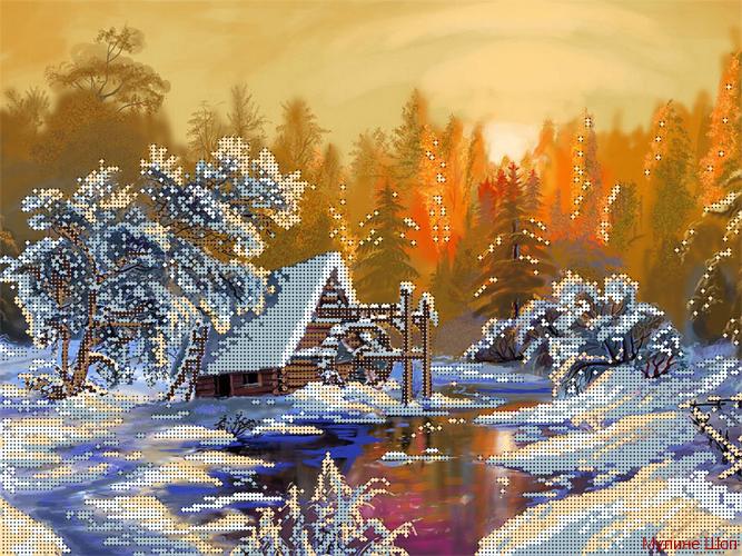 Ткань с рисунком "Зима"