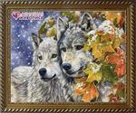 Алмазная мозаика "Волки в листве клена"