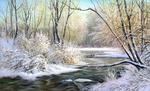 Ткань с рисунком "Зимняя река"