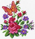 Канва с рисунком "Цветы и бабочка"