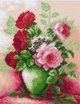 Канва с рисунком "Розы в вазе"
