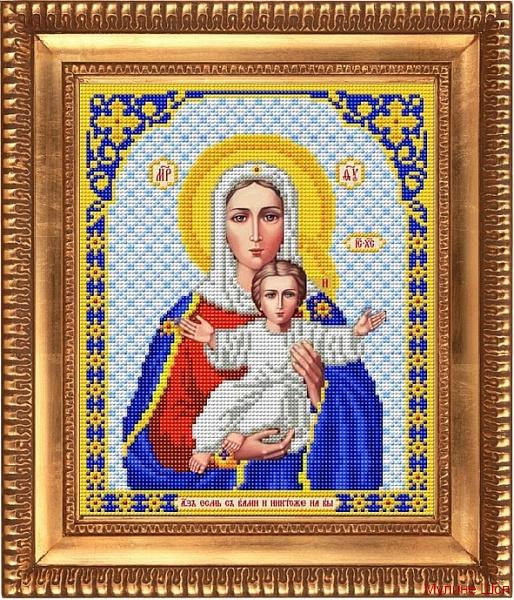Ткань с рисунком "Богородица Леушинская. Аз есмь с вами и никтоже на вы"