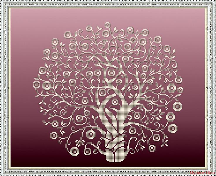 Ткань с рисунком "Дерево Изобилия в золоте"