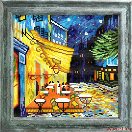 Канва с рисунком "Ночная терраса кафе"