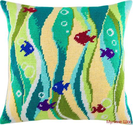Набор для вышивания Подушка "Рыбки в водорослях"