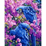 Канва с рисунком "Голубые попугаи"