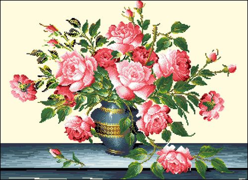 Канва с рисунком "Букет роз"