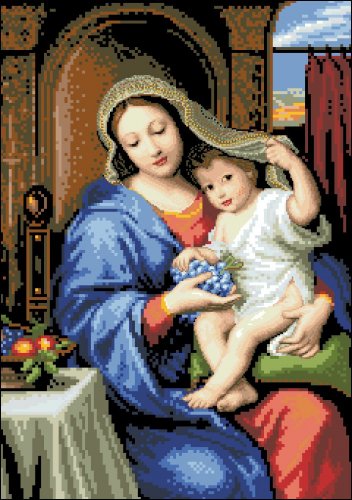 Канва с рисунком "Богоматерь с Младенцем"