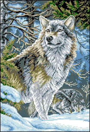 Канва с рисунком "Волк"