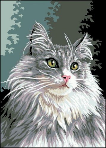 Канва с рисунком "Серая кошка"