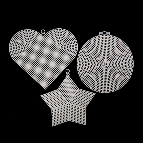 Канва пластиковая ассорти (сердце, круг, звезда) 15х13 см