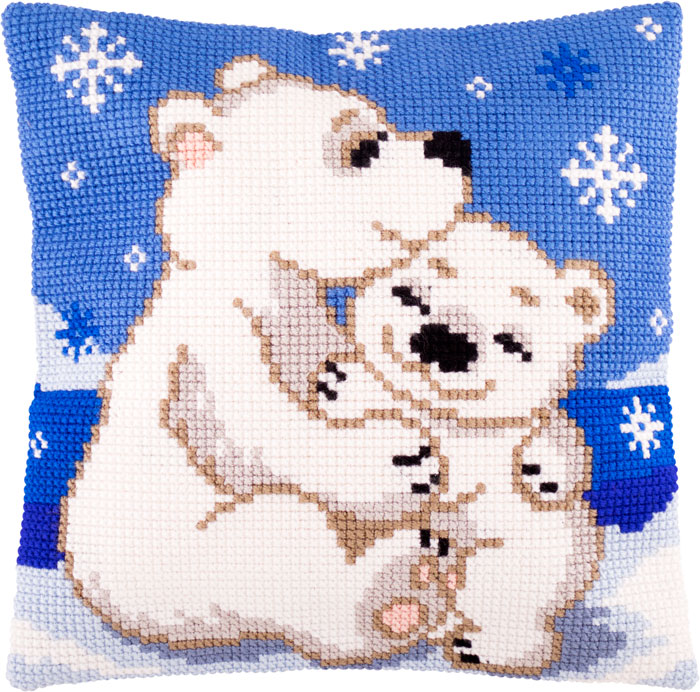 Набор для вышивания Подушка "Белые медведи"