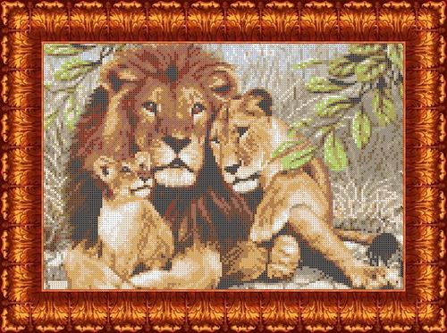 Канва с рисунком "Семья львов"
