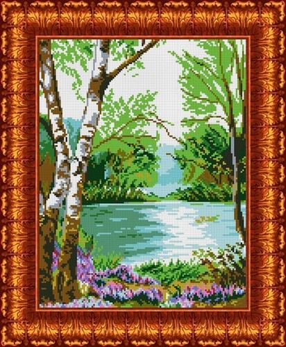 Канва с рисунком "У реки"