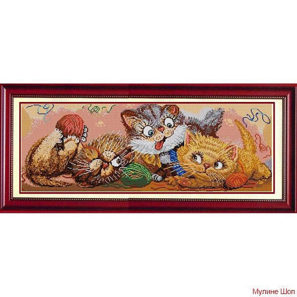 Ткань с рисунком "Игривые котята"