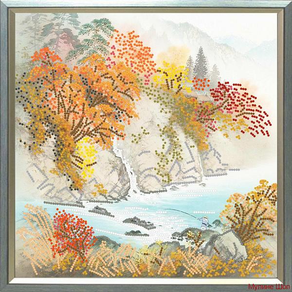 Ткань с рисунком "Осень в горах"