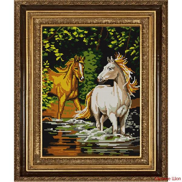 Ткань с рисунком "Пара лошадей"