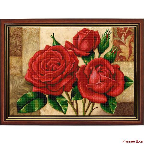 Ткань с рисунком "Красные розы"