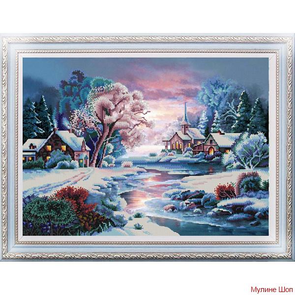 Ткань с рисунком "Зимняя речка"