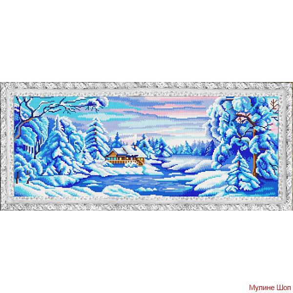 Ткань с рисунком "Зима искристая"