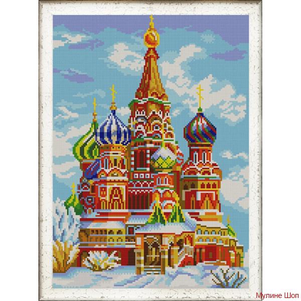 Ткань с рисунком "Храм Василия Блаженного"