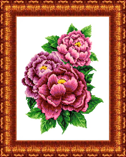 Канва с рисунком "Розовые пионы"