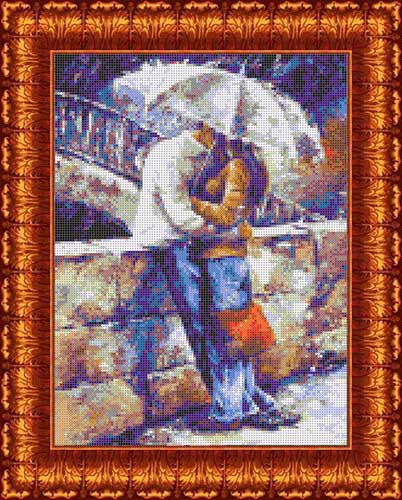 Канва с рисунком "Двое под зонтом"