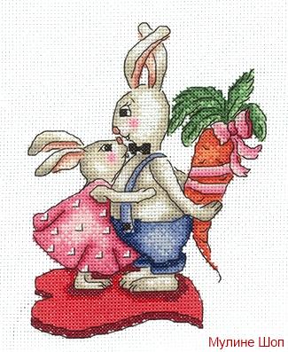Набор для вышивания "Зайки. Любовь-морковь"