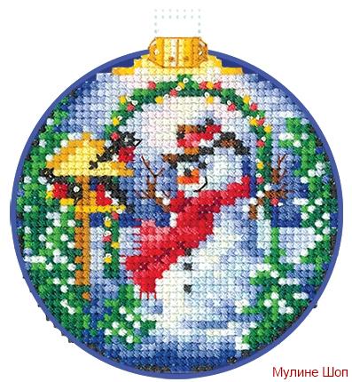 Набор для вышивания "Новогодние шары.Снеговик"
