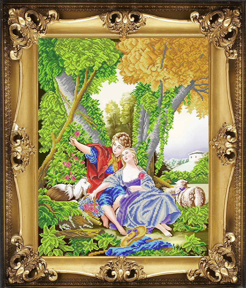 Ткань с рисунком "Пастушок и дворянка"