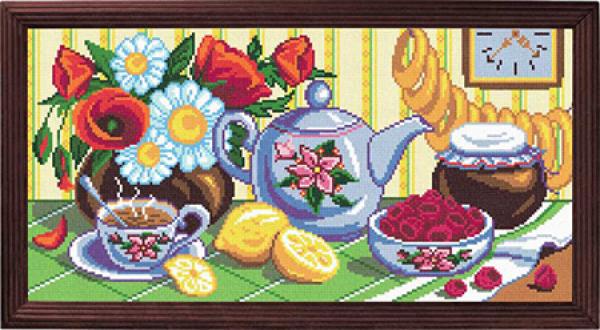 Канва с рисунком "Чай на кухне"