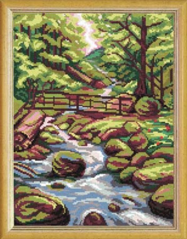 Канва с рисунком "Лесной ручей"