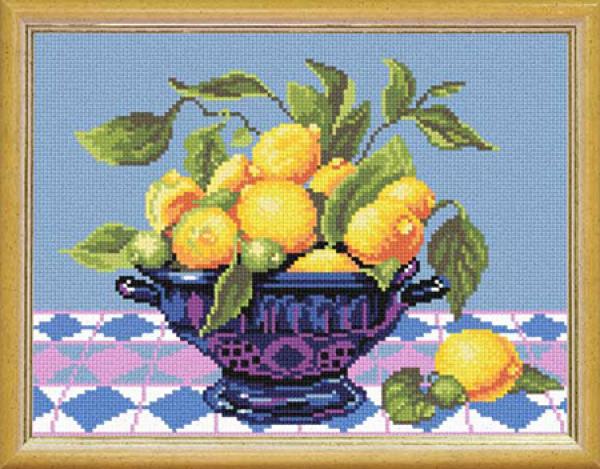 Канва с рисунком "Натюрморт Лимоны в вазе"
