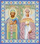 Ткань с рисунком Икона "Святые Петр и Феврония. Хранители семьи"