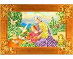 Ткань с рисунком "Богородица и голуби"