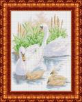 Ткань с рисунком "Лебединое семейство"