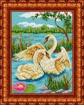 Ткань с рисунком "Пара лебедей"