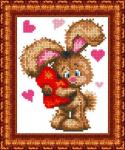 Ткань с рисунком "Влюбленный зайчонок"